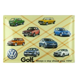 Plaque Volkswagen Golf "génération" métal bombée 20x30