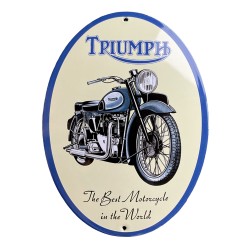 Plaque Triumph en métal émaillée bombée et ovale 18x25