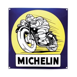 Plaque Michelin Moto en métal émaillée bombée 30x30