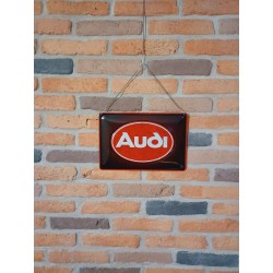 Plaque Audi logo vintage métal bombée 20x30